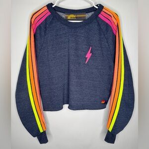 Aviator Nation Bolt Embroidery Classic Cropped Crew Sweatshirt